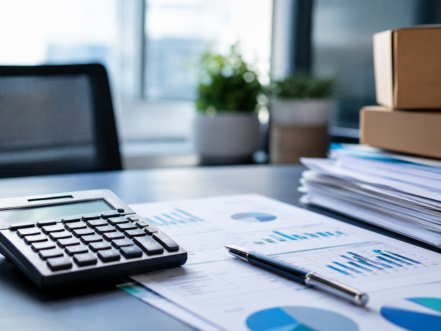 Calculator and financial documents beside shipping paperwork representing FDA detention testing cost