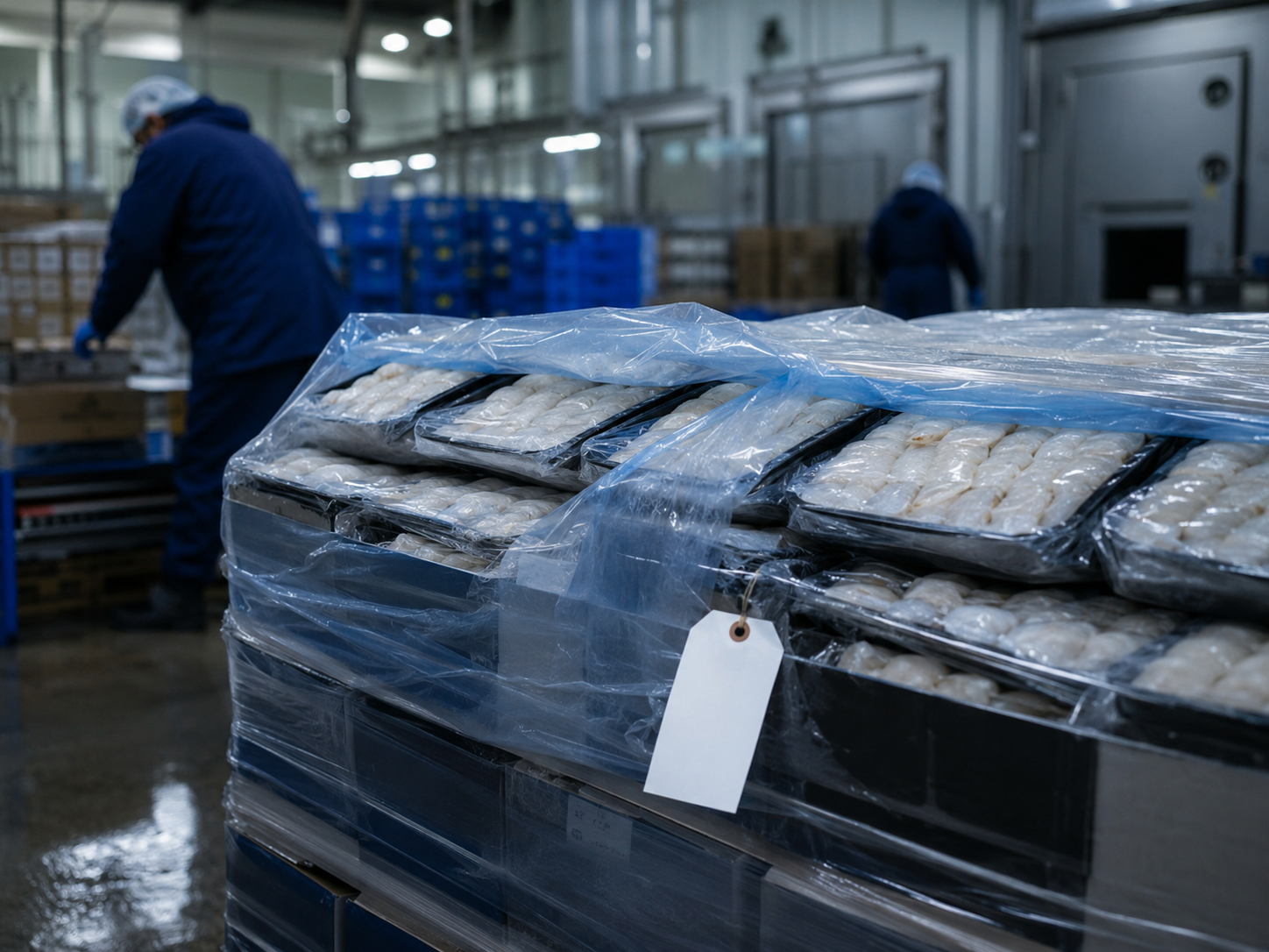Detained aquaculture seafood shipment awaiting drug residue sampling under FDA Import Alert 16-124