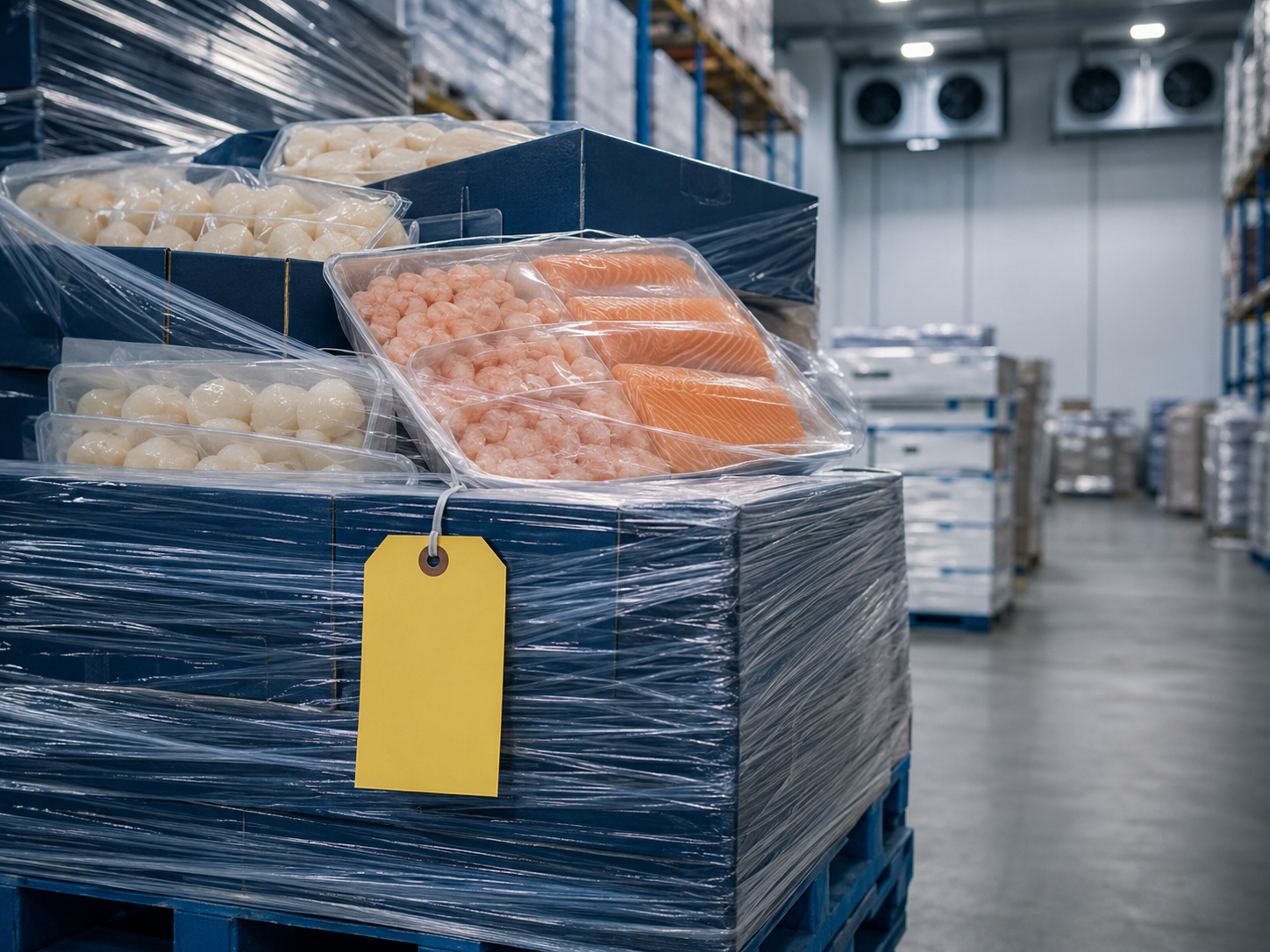 Detained imported seafood shipment awaiting Salmonella sampling under FDA Import Alert 16-81