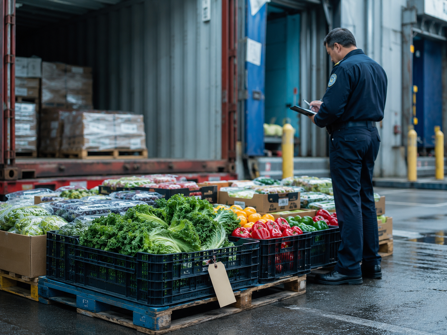 Detained raw agricultural produce awaiting pesticide residue sampling under FDA Import Alert 99-05