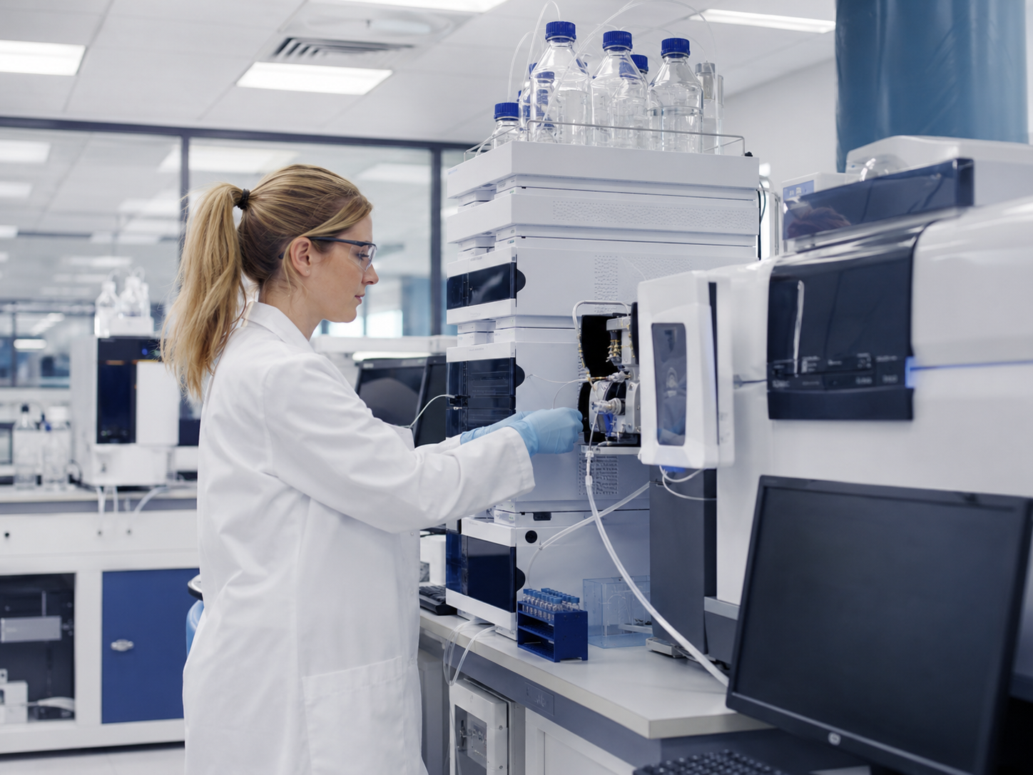 Modern analytical laboratory with instrumentation used for FDA private laboratory testing