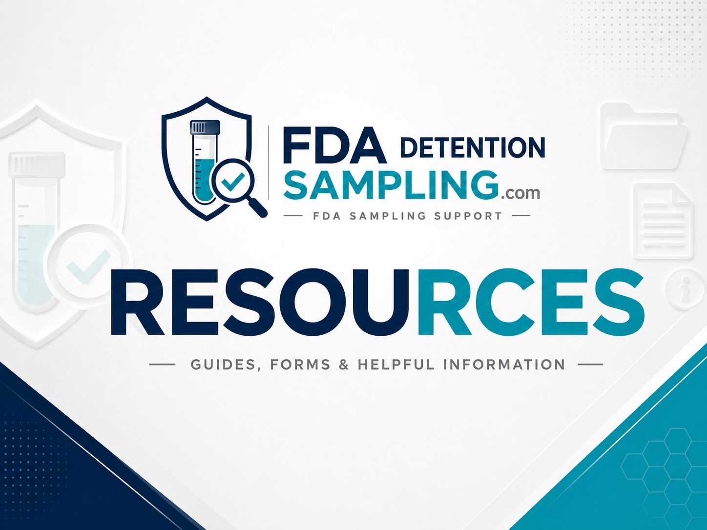 Reference documents, checklists, and shipment paperwork organized for an FDA detention case