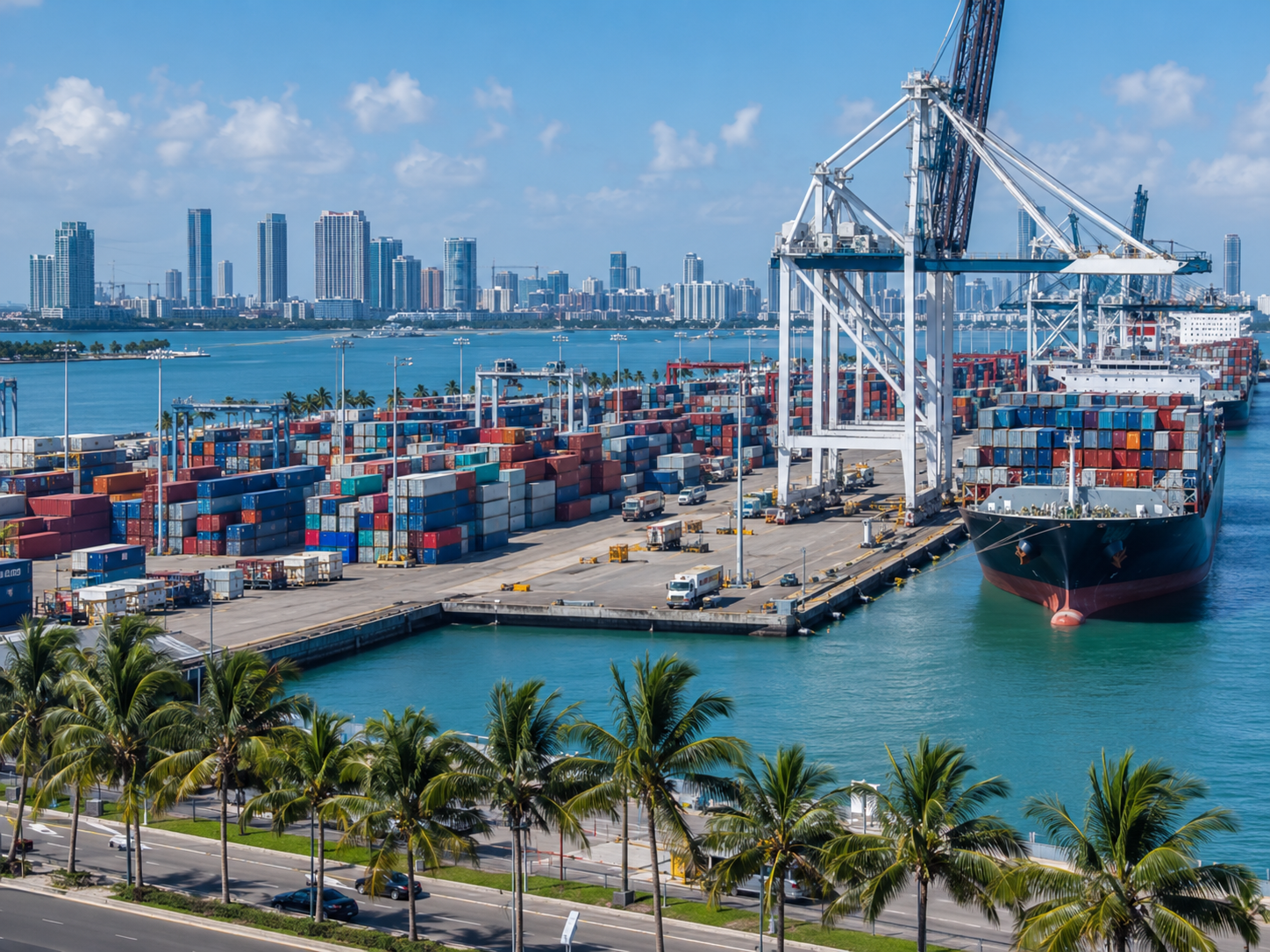 Containers and cargo at the Port of Miami where FDA reviews imported shipments
